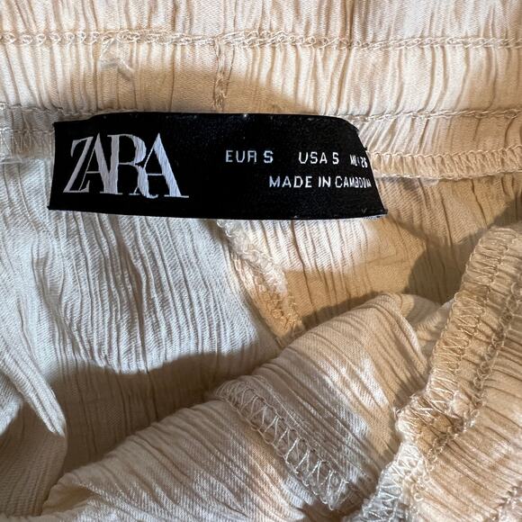 Zara Cream Crepe Tie Waist Lightweight Pants | Women's S - Picture 3 of 13